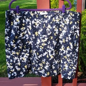 BUY MORE. SAVE MORE. Blue Yellow Floral Linen/Cotton Blend Skort